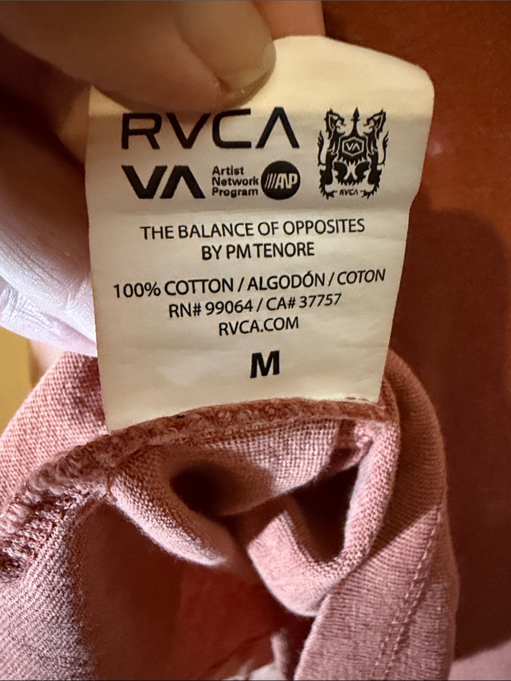 Tshirt - RVCA - 100% cotton - size M - Terra cotta red - Picture 7 of 8